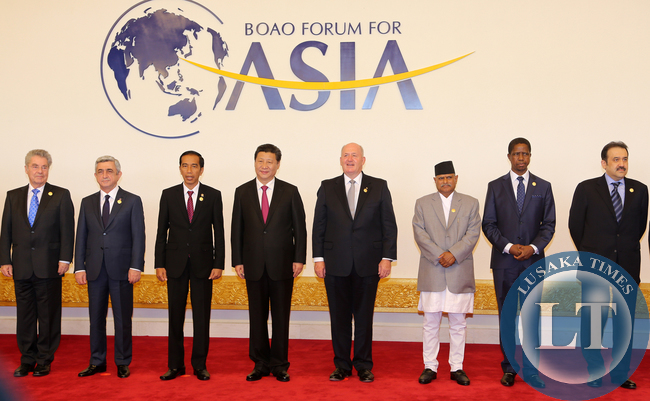 President Edgar Lungu and Chinese Leader Mr Xi Jinping with other World Leaders at Asian Boao Forum in China on Saturday for the Annual Summit 28-03-2015 -PICTURE BY EDDIE MWANALEZA/STATEHOUSE.