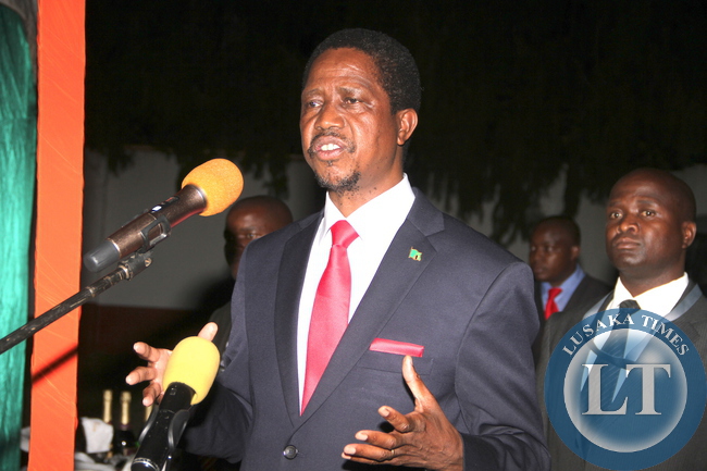President Edgar Lungu addresses Zambian's leaving in Zimbabwe at the Zambia's Ambassador to Zimbabwe's resident in Harare on April 29,2015 -Picture by THOMAS NSAMA