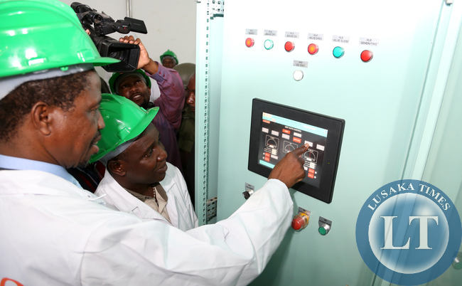 President Lungu Switching on Lunzua Power station
