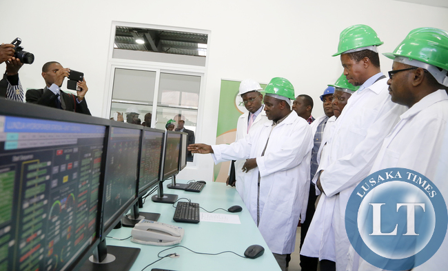 President Lungu at Lunzua Power Station Control Room