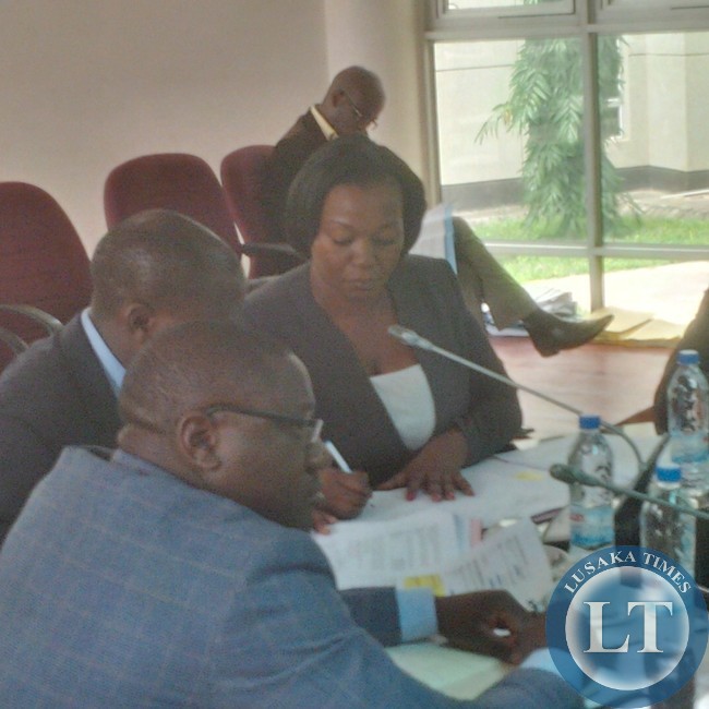 ZICTA Director General Margaret Chalwe Mudenda appearing before the parliamentary committee