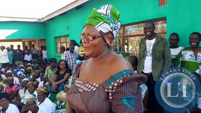 Dora Siliya speaking at the defection ceremony in Petauke