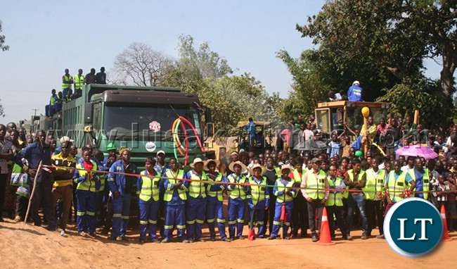 Road Pave construction company workers in Solwezi