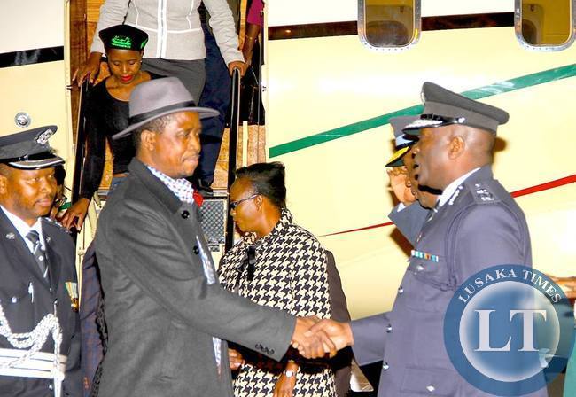 President Lungu on arrival at KKIA