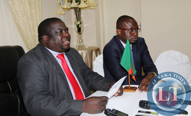 Chishimba Kambwili with Amos Chanda at Statehouse