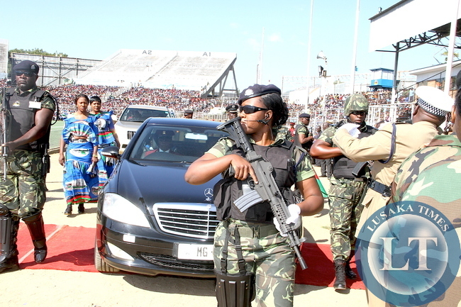 Malawi Police escorting Malawi's Vice-President Saulos Klaus Chilima's motorcade during Malawi's 51st Independence Celebrations at Kamuzu Stadium in Blantyre on July 6,2015 -Picture by THOMAS NSAMA