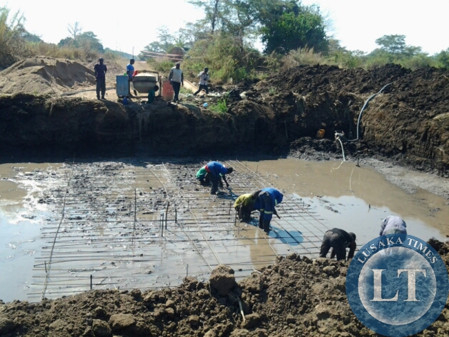 A BRIDGE under construction by Jonda along Masumba-Msoro road.This was during a tour of Malambo Member of Parliament Jacob Shuma on monday in Mambwe District
