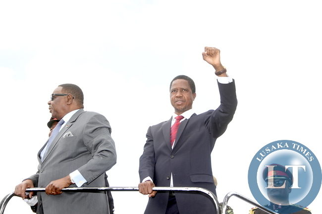President Lungu with his Malawian Counterpart Prof Peter Mutharika on arrival at Kamuzu Stadium for Malawi's 51st Independence Celebrations at Kamuzu Stadium in Blantyre on July 6,2015 -Picture by THOMAS NSAMA