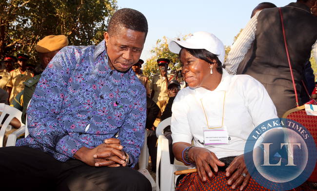 President Lungu talks to Chieftainess Mukamambo Nkomesha in misolo village