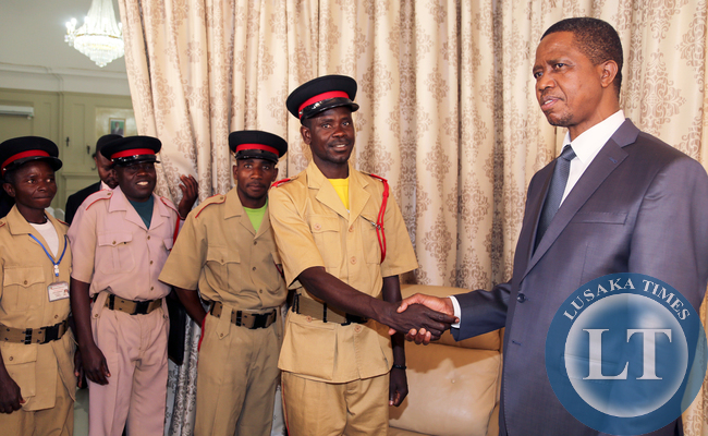 Presidents Lungu greets Chief Retainers