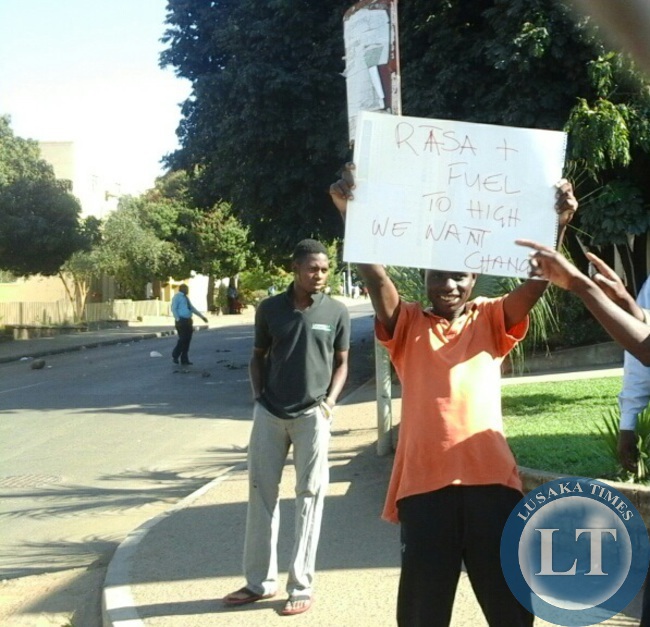 Drivers protesting fuel price hikes in Livingstone
