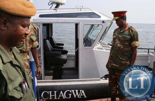 PRESIDENT Edgar Lungu has launched the 48 special forces marine unit in Nchelenge District of Luapula Province. Here, the President reads the inscription on the marine boat after the launch.
