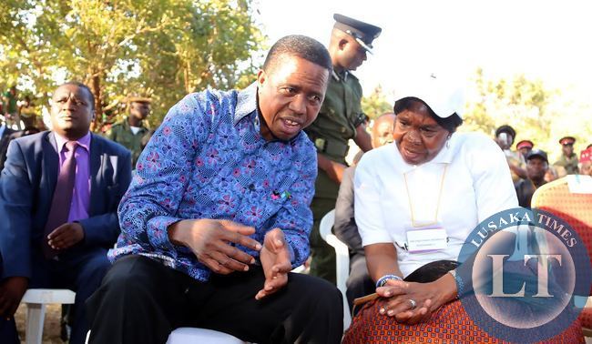 President Lungu talks to Chieftainess Mukamambo Nkomesha in misolo village