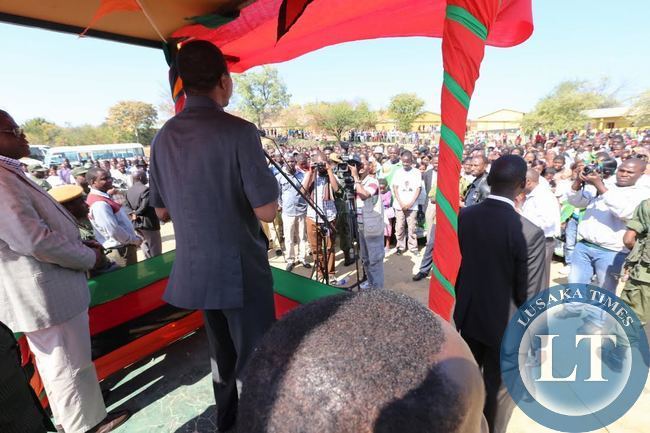 President Lungu address at Siavonga high School during the tour of kariba Zesco plant