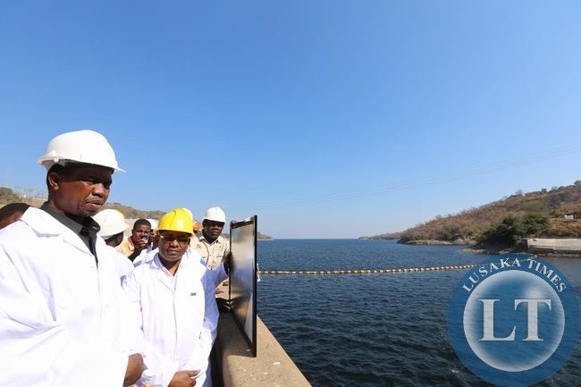 Presisent Lungu tour Kariba dam wall at zesco kariba north bank