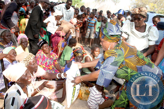 First Lady Esther Lungu during an Outreach Programme for People with Special needs in Mwandi District , Western Province on Wednesday, August 26,2015 -Picture by THOMAS NSAMA