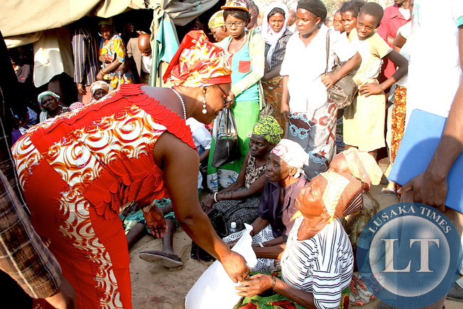 First Lady Esther Lungu during an Outreach Programme for people with Special Needs in Sesheke on Thursday, August 28,2015 -Picture by THOMAS NSAMA