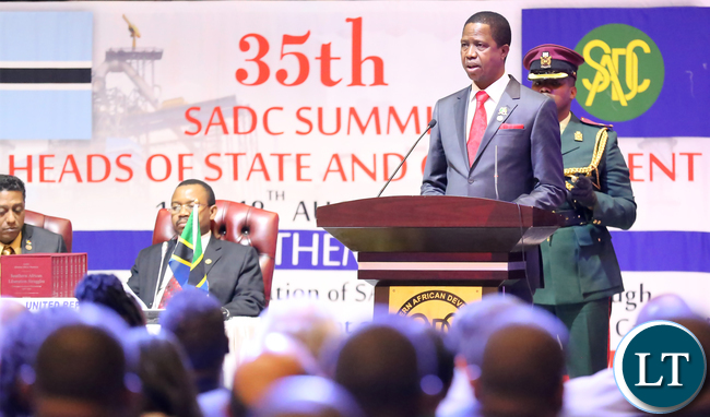 President Lungu delivers his maiden speech at SADC Summit