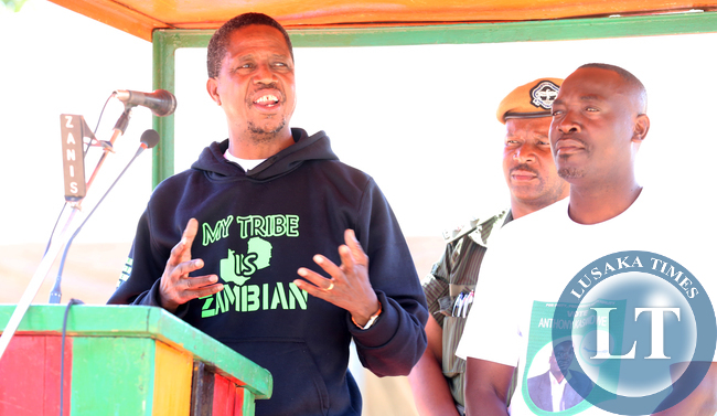 resident Edgar Lungu with Pf Candidate Anthony Kasandwe at Chinsaka Primary School In Kapata Ward East one in Bangweulu By Election . Picture by Eddie Mwanaleza/ Statehouse.03-08-2015.