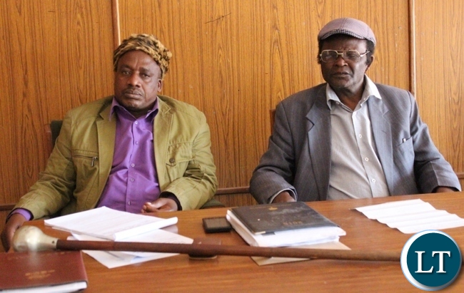 Chiefs Chibale (Left) of the Lala people of Serenje district with his counterpart and Chief Chitambo of the Lala people opf Chitambo district during a chief consultative meeting held in the Serenje district council recently. Chiefs Chibale (Left) of the Lala people of Serenje district with his counterpart and Chief Chitambo of the Lala people opf Chitambo district during a chief consultative meeting held in the Serenje district council recently.