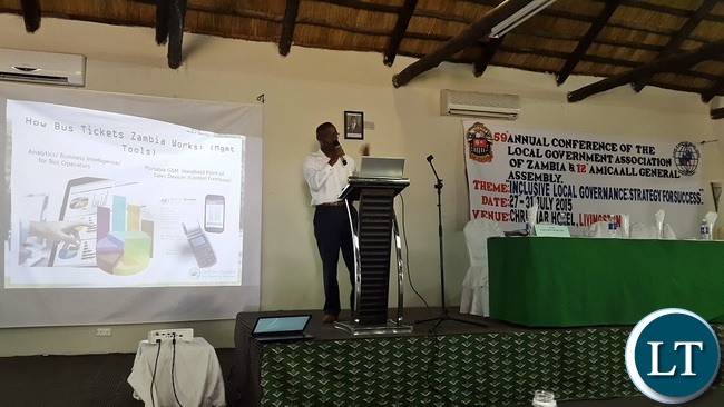 icture Credit L/R: Mawano Kambeu speaking at the 59th Local Government Association of Zambia annual conference