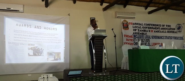 icture Credit L/R: Mawano Kambeu speaking at the 59th Local Government Association of Zambia annual conference