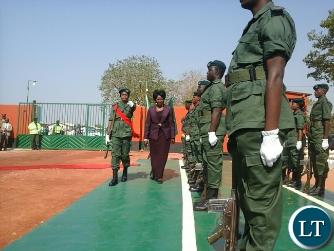 Vice President Inonge Wina at the recruit pass-out and commemoration of the African Correctional and Prisons Day in Kabwe