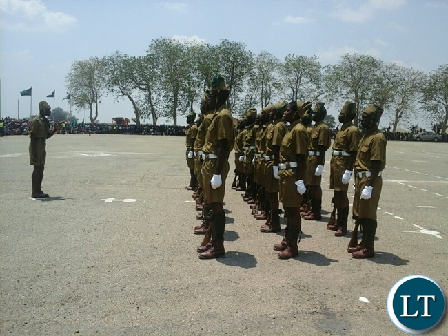 The recruit pass-out and commemoration of the African Correctional and Prisons Day in Kabwe with Recruits wearing uniforms worn during the colonial era