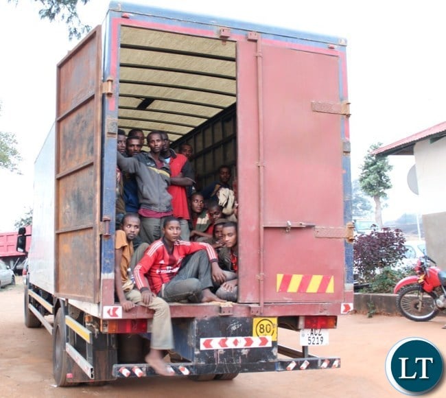 The 100 Ethiopians Prohibited Immigrants intercepted by Police on Monday at Kanona security points in Serenje district. 53 of the Ethiopians are juveniles.