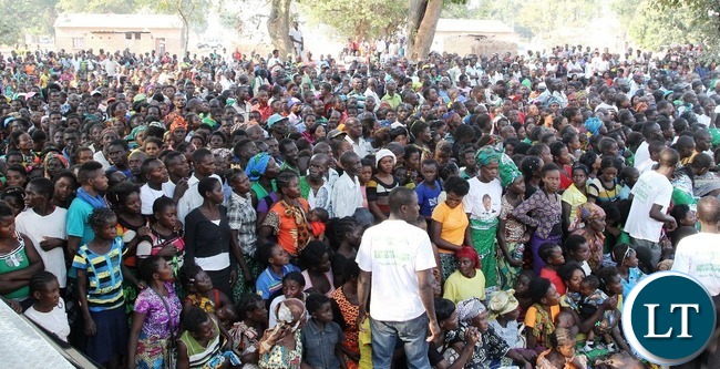 Party of the crowd that attended President ’Edgar Lungu rally in Lubasenshi in Luwingu