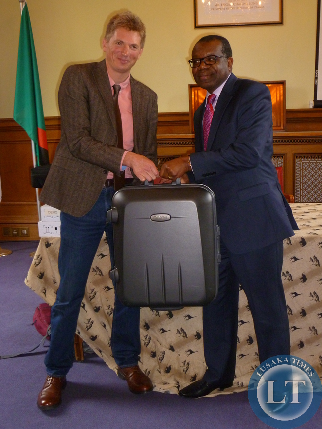 Presenting Main Ultrasound Unit to HE Mr Muyeba Chikonde