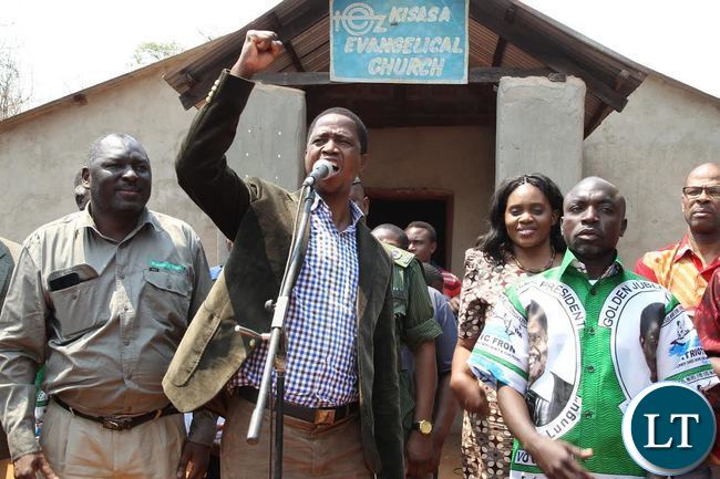 PRESIDENT Edgar Lungu addressing Musele residents after attending the church service at Kisasa in Solwezi west