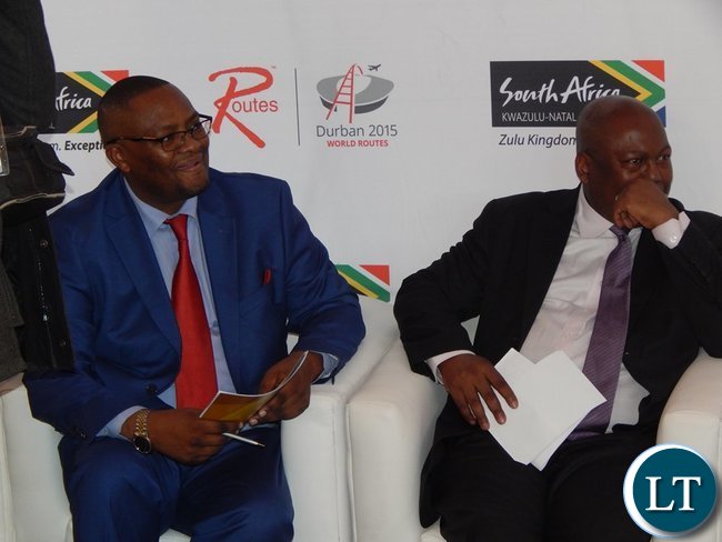KwaZulu-Natal Member of the Executive Committee for Economic Development,Tourism and Environmental Affairs, Mr. Michael Mabuyakhulu speaks during the launch of the Proflight services to Durban at the International Convention Centre on Monday, 21st September, 2015. PICTURE BY NICKY SHABOLYO