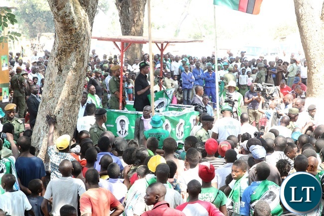 PRESIDENT Edgar Lungu addressing the solwezi residents