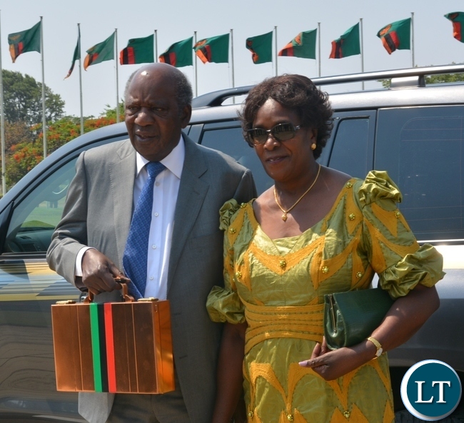 Finance Minister Alexander Chikwanda with wife Margaret on arrival at Parliament Building yesterday before presentation of the 2016 National Budget. Finance Minister Alexander Chikwanda with wife Margaret on arrival at Parliament Building yesterday before presentation of the 2016 National Budget.