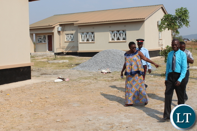 Central Province P.S. Edwidge Mutale(l) inspecting phase 2 construction of Mkushi District Hospital. by Chiza Muzia, ZANIS.