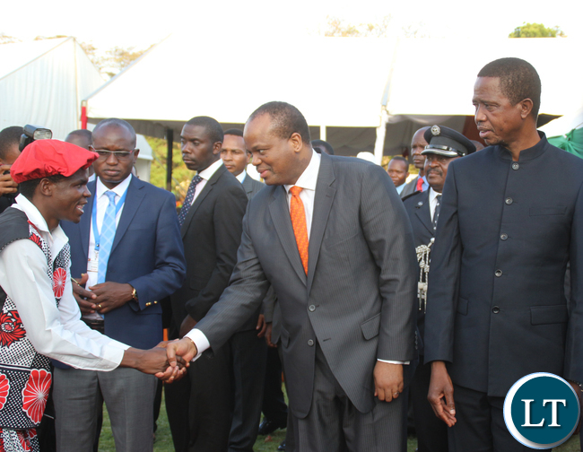 Limulunga Secondary school pupils paying a tribute to the late President Michael Sata and thereafter being thanked by King Mswati and President Lungu for their performance.
