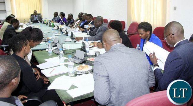 Members of the Expanded Estimates Committee listening to the submission by CSO-SUN