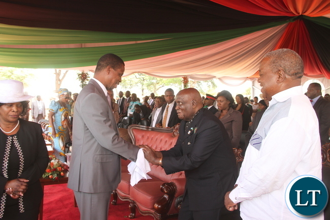 President Lungu with First Lady Esther Lungu, First Republican President Dr Kenneth Kaunda, former President Rupiah Banda during the Ground breaking ceremony for the New Cathedral and Interdenominational Thanks Giving Church Service at woodlands forest Reverse in Lusaka on Sunday, October 25,2015 -Pictures by THOMAS NSAMA