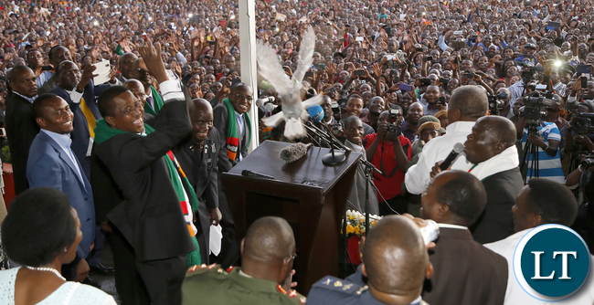 President Edgar Lungu releases a Dove at the National Prayer, Fasting & Reconciliation at the showgrounds in Lusaka.- Picture By Eddie Mwanaleza/Statehouse.
