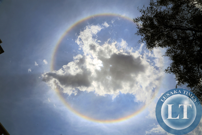 Rainbow around the sun seen in Lusaka