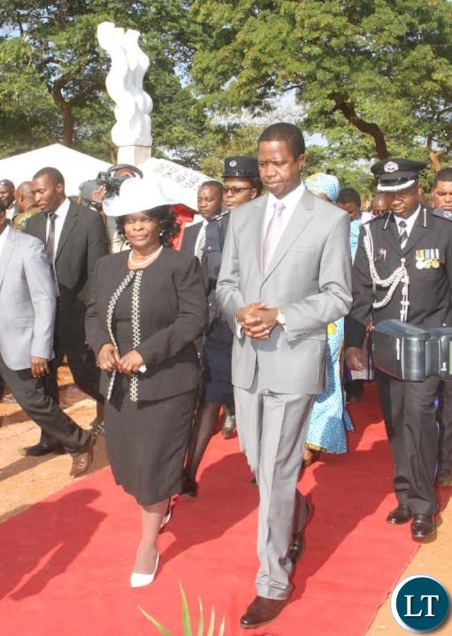 President Lungu with First Lady Esther Lungu during the Ground breaking ceremony for the New Cathedral and Interdenominational Thanks Giving Church Service at woodlands forest reverse in Lusaka on Sunday, October 25,2015 -Pictures by THOMAS NSAMA