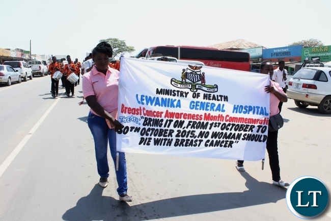 Lewanika General Hospital Mammography Department matches during the Breast Cancer Awareness Month Commemoration in Mongu