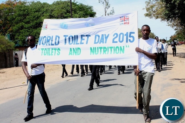 A match past during the commemoration of World Toilet Day organized by Village Water Zambia in Mongu
