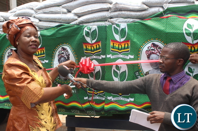 FDD President Edith Nawakwi during the Launch of the start up Programme for farmers