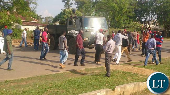 Luanshya residents demonstrating against police intimidation