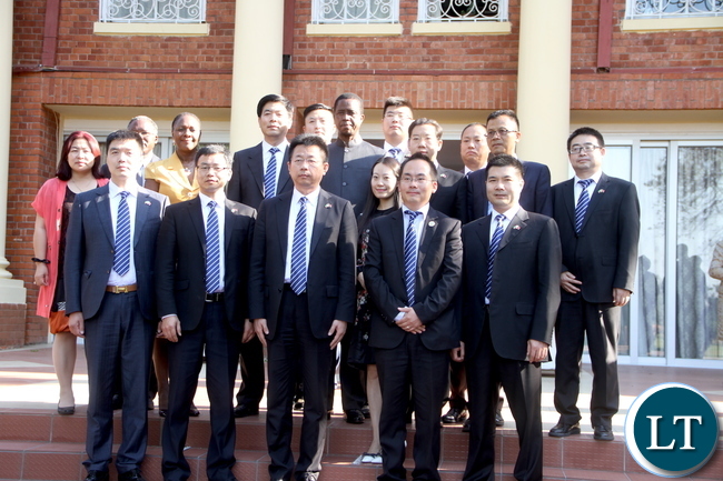 President Lungu pose for a photograph with Chinese Business men when they paid a Courtesy call on him at State House on Monday, November 9,2015 -picture by THOMAS NSAMA President Lungu pose for a photograph with Chinese Business men when they paid a Courtesy call on him at State House on Monday, November 9,2015 -picture by THOMAS NSAMA