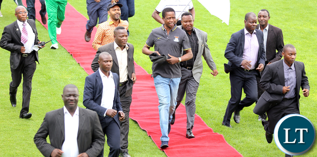 President Lungu arrive at Barclays Cup Final Buffaloes Vs Nkwazi at Nkoloma Stadium In Lusaka 0245