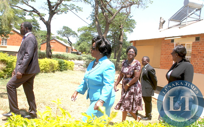 First Lady Esther Lungu took time off her busy schedules and visited families of State House staff. The First Lady wanted to see how members of staff and their families are living in the Police Camp on Thursday, December 10,2015 -Picture by THOMAS NSAMA