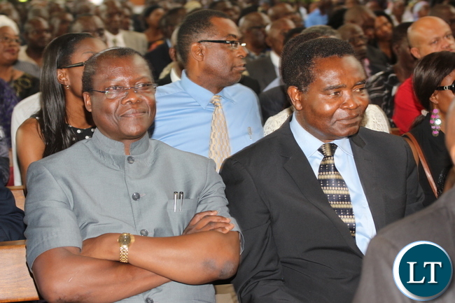 Minister of justice Ngosa Simbiyakula and HP President Party General Godfrey Miyanda
